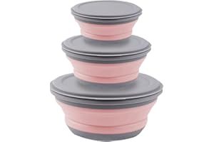 DRAGONX2 Ciotole Pieghevoli Insalatiera SiliconeSet Ciotole Portatile Campeggio Con CoperchioSet Ciotole Pieghevoli Campeggio Con CoperchioPer Escursionismo, Viaggi, Campeggio, Picnic, Scuola, Contenitori