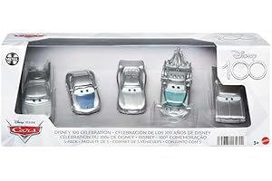 Disney Pixar Cars Coffret 5 Voitures Échelle 1/55 Spécial 100 Ans avec Flash Mcqueen, Sally, Martin, Flo Et Ramone, À Collectionner, Jouet Enfant, HPL98
