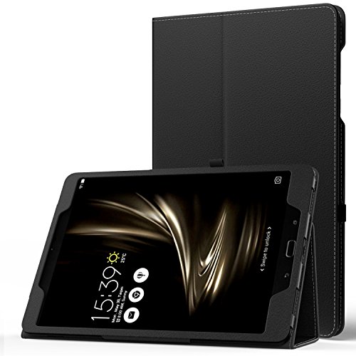 MoKo ASUS ZenPad 3S 10 Hülle - Kunstleder Ständer Schutzhülle Smart Cover mit Auto Schlaf / Wach Funktion und Stift-Schleife für Asus ZenPad 3S 10 9.7 Zoll Z500M 2016 Modell Tablet-PC, Schwarz