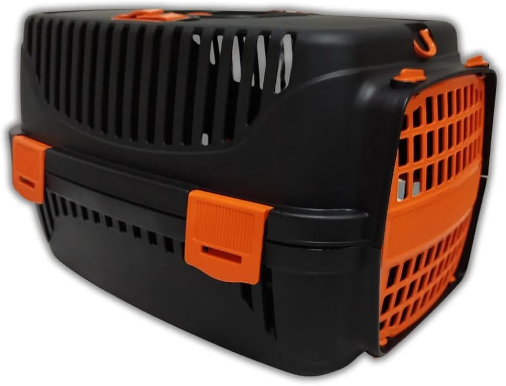 Pribor Kedi Köpek Evcil Hayvan Taşıma Çantası Box Orta Boy Çok Fonksiyonlu (Siyah-Turuncu)