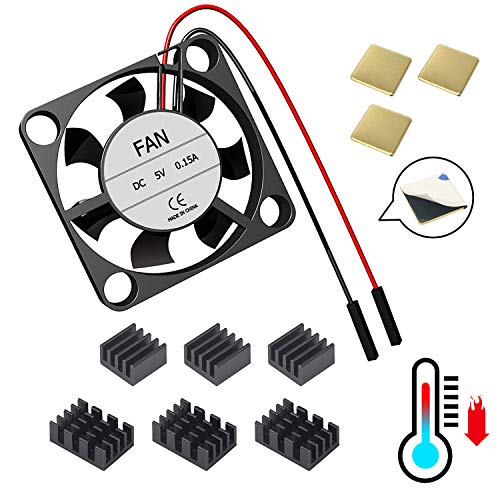 Jun_Electronic pour Raspberry Pi 4 modèle B kit de Ventilateur, dissipateur de Chaleur en Aluminium et cuivre
