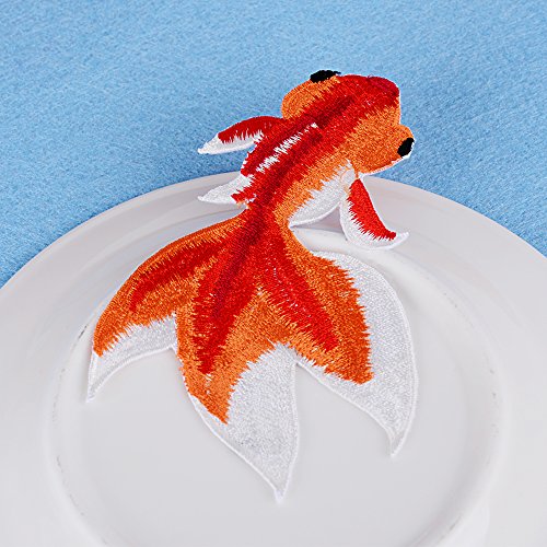 2 Stk Stickerei Aufnäher set Goldfisch Aufbügler Bügelbilder Flicken zum aufbügeln Patches aufnähen Applikation - 3