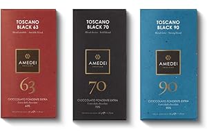 Amedei - Kit 3 tavolette di Cioccolato Fondente da 150g - cioccolato fontente extra 63% - cioccolato fontente extra 70% - cioccolato fontente extra 90% - senza glutine
