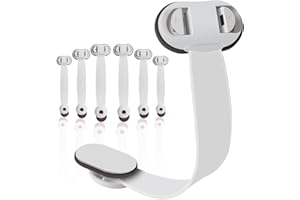CEVIKNO Cierre Seguridad Cajones Bebe, Ajustable Cierre de Seguridad para Niños con Adhesivo 3M, Cierre Seguridad Cajones Bebe Protector Cierres para Gabinetes, Cajones, Neveras (Blanco - 6 piezas)