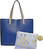 Shopper Henkel Trage Einkaufs Tasche, City Damenhandtasche, absolut im Trend, als Geschenk- Set mit kleinem Kosmetik Beutel aus Segeltuch gefertigt