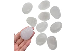 QTTLLI 10 Stück 4,3 cm große leuchtende Kieselsteine, leuchtet im Dunkeln, dekorative Steine für Garten, Weg, Gehweg, Hof, Aquarium, Weiß