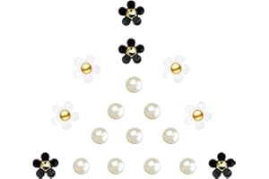 PRYON 18 Pcs Flower Croc Charms,Crocs Charms Flowers,Shoe Decoration Charm,Croc Charmss Girls,Crystal Rhinestone Pearl Shoe Decoration Char Flower Shoes Char Gift Bling Shoes Charm for Aldult