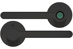 Blusafe Fingerprint Internal Door Lock, Biometric Smart Door Handle, 50 Fingerprints, 2 Backup Keys, HMO/Student Houses, Bedrooms, Home Office Locks (Rose, Black)
