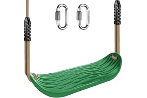 BeneLabel Antypoślizgowe siedzisko huśtawki z regulowaną linką i karabińczykami, zestaw huśtawek do dużych obciążeń, akcesoria dla dzieci i dorosłych, nośność 99 kg, zielone