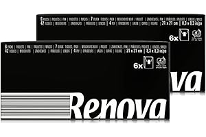 ASKON 2 Packs schwarze Taschentücher - 4-lagig - Renova Black Handkerchief - Papiertaschentücher schwarz - Softtaschentuch - Taschenformat - Minipack 2 Packs á 6x 7 Stück