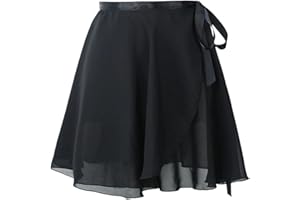 SDXCJY Women's Chiffon Ballet Wrap Skirt with Adjustable Waist Tie – Ideal for Dance Competitions & Ballet Practice (UK, Alpha, M, Black)
