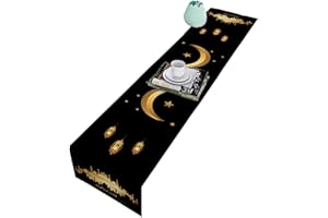 SAKAMURA Eid Mubarak Tischläufer, Fennoral Ramadan Leinen Moschee Tischdecke, Eid Mubarak Tisch Dekoration, Ramadan Tischläufer, Ramadan Tischdecke, Ramadan Dekorationen Für Tisch