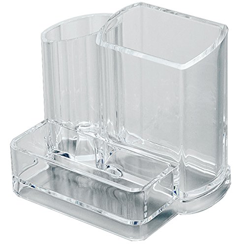 AcryliCase Clear Acrylic Makeup Organizer, Arranges Makeup Brushes And Cosmetics, 3 Compartment Storage Display Holder