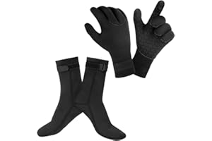 AOOSA 3mm Guantes Calcetines de Neopreno, TéRmicos y Antideslizantes Calcetines Piscina+Guante de Buceo, Unisex Gloves y Socks de Surf con Correa de Cintura Ajustable para EsnóRquel, Kayak