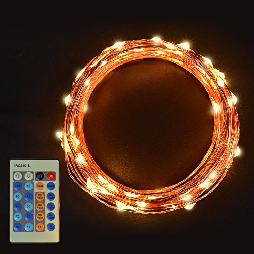 Lichterkette Kupferdraht, Sunix LED Lichterkette, 11 Meter 110 LED Sternklar Lichterketten Warmweiß Dimmbar Beleuchtung Dekoration mit Fernbedienung für Weihnachten, Hochzeit, Party, Balkon, Terrasse, Fenster, Treppe, Bar, etc