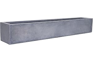 VIVANNO Bac à Fleurs Bac à Plantes en Fibre de Verre FLOBO Aspect béton Gris - 15x100x17 cm