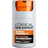 L'Oréal Men Expert Hydra Energetic Anti-Fatigue Moisturiser: 24hr Hydration for Men's Skin. Combats Dryness and Dark Circles.