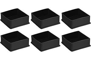 QUARKZMAN 6Pcs Tapones Cuadrados para Patas de Silla de PVC, 75mm x 75mm OD, Tapas Negras para Pies de Muebles, Protectores de Piso para Mesa, Gabinete y Cama