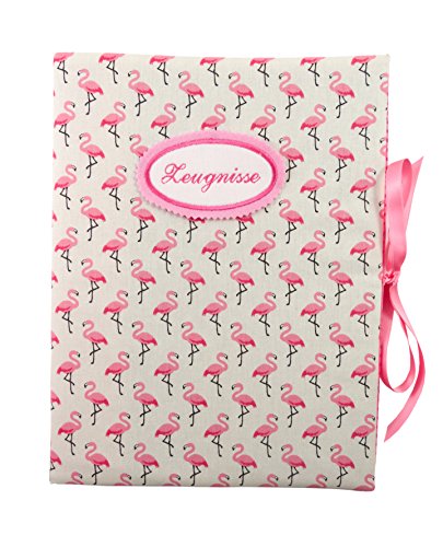 bettina bruder - Zeugnismappe DIN A4 - innen 30 Sichthüllen - Flamingo creme rosa pink