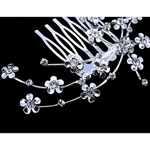 Musuntas Brautschmuck Haarkamm Haarschmuck Perlen warm Weiß Kristall klar Blumen Strass kämmen Tiara - 7