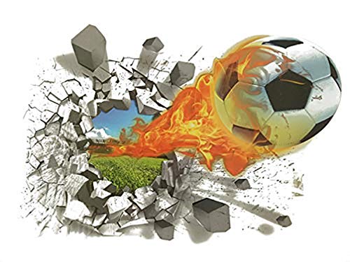 Azanaz Adesivi da Parete in 3D Calcio per cameretta Bambini Decalcomania smontabile , Adesivo Regalo 3D Applique Decorativo per Soggiorno Camera da Letto Cucina