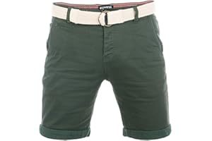 riverso Short Chino RIVHenry pour Homme - Ceinture, Bermuda Short, Court, 98% Coton - Bleu Clair, Bleu foncé, Navy, Rouge, Vert, Orange, Beige, Gris - W30 – W42