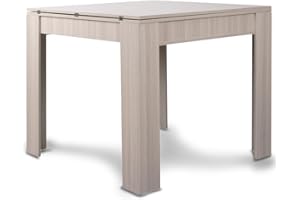 BAKAJI Tavolo Quadrato Allungabile 90x90 cm, Apertura a Libro, Design Moderno Ribaltabile, Apribile 4-8 Posti, Ideale per Sala Pranzo, Soggiorno, Cucina, Arredamento Interno (Tortora)
