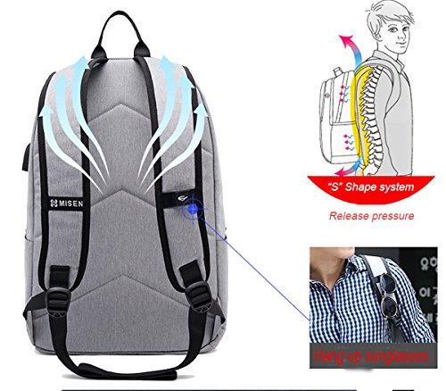 Hozee Wasserdicht Laptop Rucksack Schulrucksack Backpack USB Ladeport 12-15 6 Zoll jugendliche Rucksack Schule f  r Herren M  nner Reise Wandern
