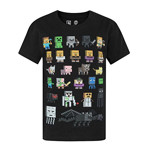 Camiseta para chicos de Minecraft Negro negro 11-12 Años