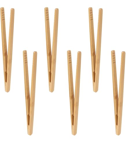 12 Pinze In Bambù Per Cucina - Dritte E Curve Per Grigliare, Tostare E Cucinare - Naturali E Resistente Al Calore - Foto 8