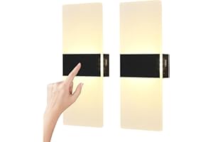 VOMI Applique Murale à Batterie, LED Rechargeable USB Lampe Murale à Piles avec Interrupteur, Lampe de Chevet Chambre Lampe Magnétique Sans Fil Éclairage Mural Tactile Dimmable 3 Luminosité, 3000K