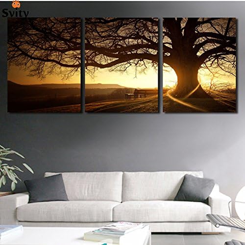 3 Panel Modern Printed Tree Painting Picture Cuadros Sunset Canvas Painting Wall Art Home Decor For Living Room No Frame,50x70cmx3
