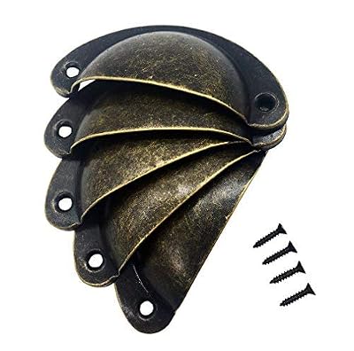 T-shin Coque Tasse Poignées fer Noir Demi Lune vintage Porte de placard tiroir Armoire Poignées Tire Boutons incurvé meubles matériel Armoire Laiton antique Coque à partir avec vis Lot de 10 Bronze-s