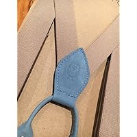 Hosenträger für Herren, Beige - blau, 100% Handarbeit; Echtlederelemente, Männer