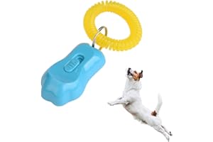 PSSOPP Adiestramiento de Mascotas Clicker Ajustable 3 Engranajes Adiestramiento de Perros Pata de Clicker con Pulsera para Gatos Aves Caballo Entrenamiento del Comportamiento(Azul Cielo)