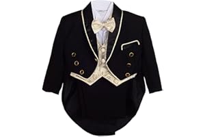 Lito Angels - Esmoquin Negro para Bebe niños pequeños, Conjunto de 5 Piezas Traje Formal para Boda, Ceremonia y ocasión Especial. (Chaqueta, Chaleco, Camisa, Pantalones, Pajarita)