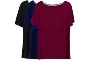 Smallshow Women's Nursing Tops Short Sleeve Layered Design Breastfeeding Shirts