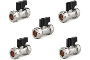 22.5 TEAM CONTROLS TC 15mm Compression Isolation Valve with Black Lever Handle Thumb Turn Bolofix Isolating Valve WRAS Approved - Pack of 5