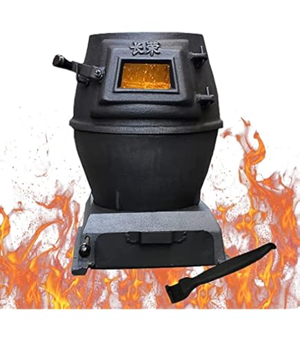 Poele A Bois, Réchauds De Camping Avec Fenêtre De Vue, Cuisiniere Bois Charbon, Fonte Mini Poêle à Charbon Chauffage Et Cuisson, Mini Poêle à Charbon