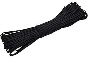DWE Nylon Rope, 20 Meters 4mm Picture Hanging Cord String Nylon Parachute Cord Traction Tying Rope for Camping Tenting Indoor Outdoor Garden (Black)