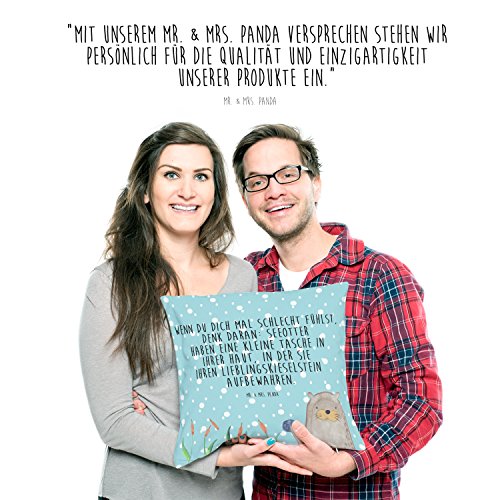 Mr. & Mrs. Panda Kissen 40×40 Otter mit Stein – 100% handmade in Norddeutschland – Otter Seeotter See Otter Kissen, Kissenhülle, Kopfkissen, Geschenk, Schenken, Couch, Sofakissen, weich, flauschig, 40×40, 40 x 40 Otter Seeotter See Otter - 2