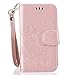 Produktbild DENDICO Galaxy J1 2016 Hülle PU Tasche Leder Schutzhülle mit Standfunktion und Magnetisch, Brieftasche Book Lederhülle für Samsung Galaxy J1 2016 - Rosa