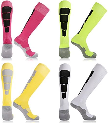 Unisex Men's Women's Knee High Cushioned Basketball Football Running Athletic Socks (01 Assorted Colors 1)