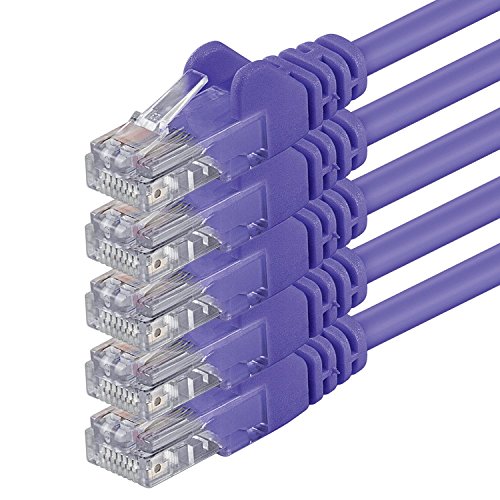 0,5m - violett - 5 Stück - (PACK) - CAT6 CAT6 Ethernet Lan Netzwerkkabel RJ45 | 10 / 100 / 1000 / Mbit/s | Patchkabel | CAT6 | 250 MHz | Halogenfrei | kompatibel zu CAT5 / CAT 6a / CAT7 | für Internet, DSL, Smart TV, Xbox, Mediaplayer, Switch, Router, Modem, Patchpannel, Access Point, Patchfelder
