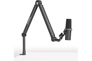 THRONMAX Twin-S8 Brazo de micrófono, Soporte de micrófono de tijera ajustable 360° con cable metálico robusto integrado para Blue Yeti, Elgato, Brazo boom Universal 1/4"，3/8" a 5/8" (Negro)