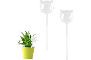 RoxNvm Plant Watering Devices, 2PCS Self Watering System for Plants, Glass Self Watering Globes, Plant Feeders Drip Water, Automatic Plant Waterer, Water Plants for Outdoor Indoor Plants (Cat)