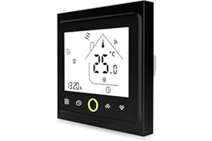 MOES Termostato Inteligente WiFi Controlador de Temperatura, Smart Life App Control Remoto para calefacción eléctrica Funciona con Alexa 16A, Solo Red de 2.4Ghz, Se Requiere Cable Neutro, Negro