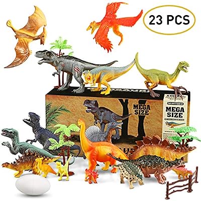 WOSTOO Dinosaure Jouet Réaliste Dinosaure Modèle Ensemble en Plastique Dinosaure Chiffres Educatif Jouets pour enfants-17pcs Dinosauresm 1pcs Oeufs de Dinosaures