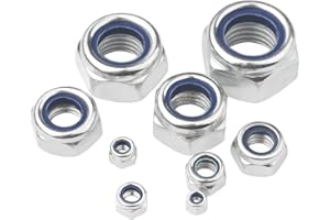 PERCTWARE M8 Galvanized iron Nyloc Lock nut,8mm Self Nylock Locking Nuts with Nylon Inserts (Pack of 40)