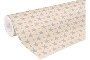 Clairefontaine 223801C - Une Bobine De Papier Kraft Brut Recyclé - Dimensions : 50mx70 cm - 70g - Motif : Étoiles Argent - Papier Recyclé, Idéal pour Emballage Cadeaux, DIY, Loisirs Créatifs